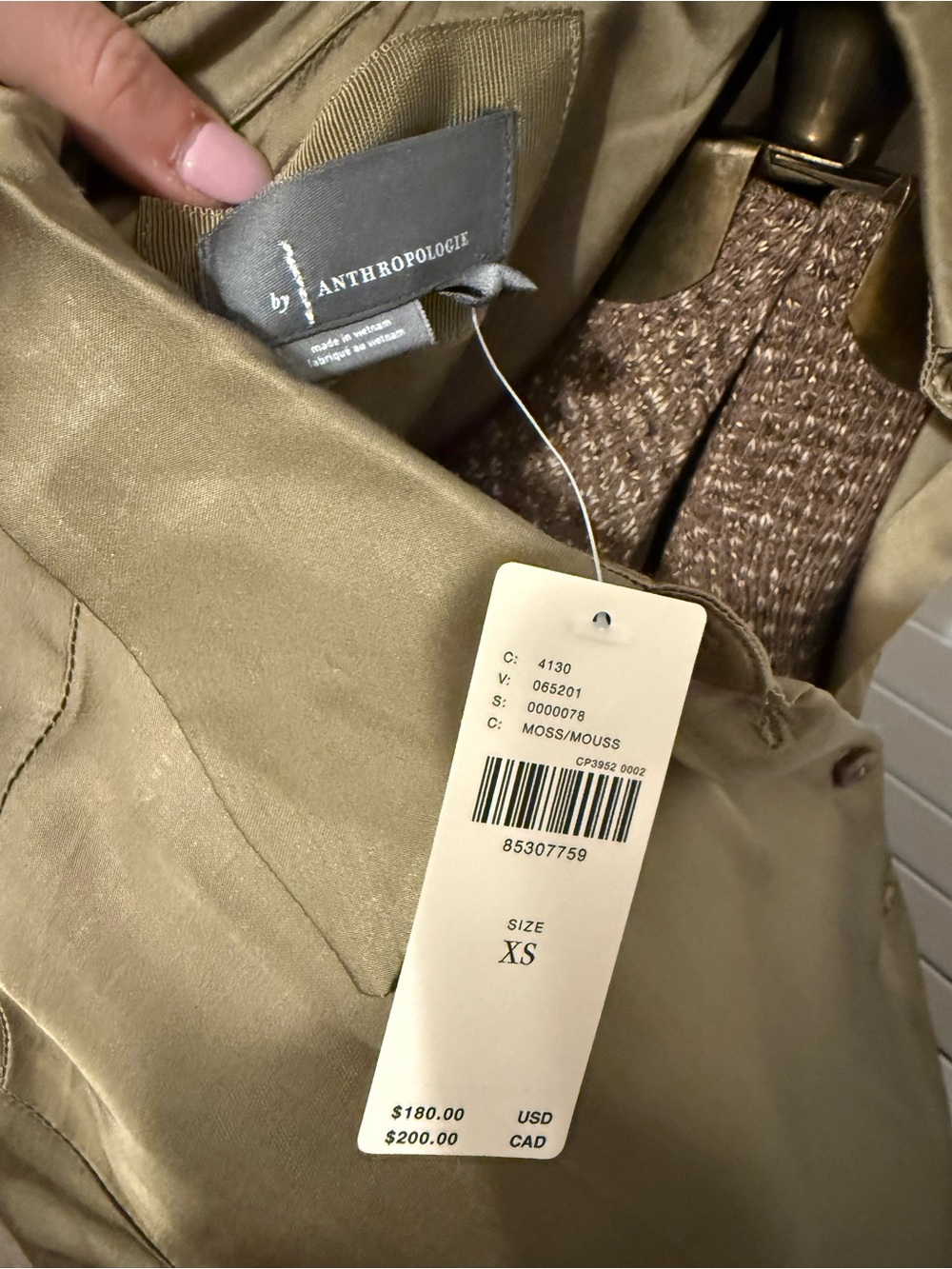 Anthropologie Olive Green Satin Shirt Maxi Dress with Lace Skirt - Picture 5 of 6